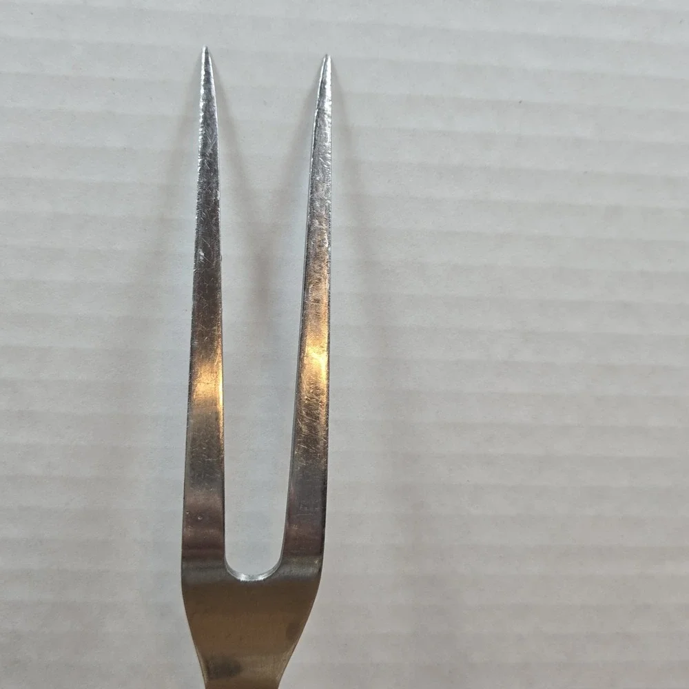 Vintage EKCO Eterna‎ Stainless Vanadium Meat Carving Fork USA Black Rivet Handle